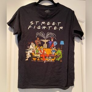 Street Fighter Mens Black Short Sleeve Friends Graphic Tee Small